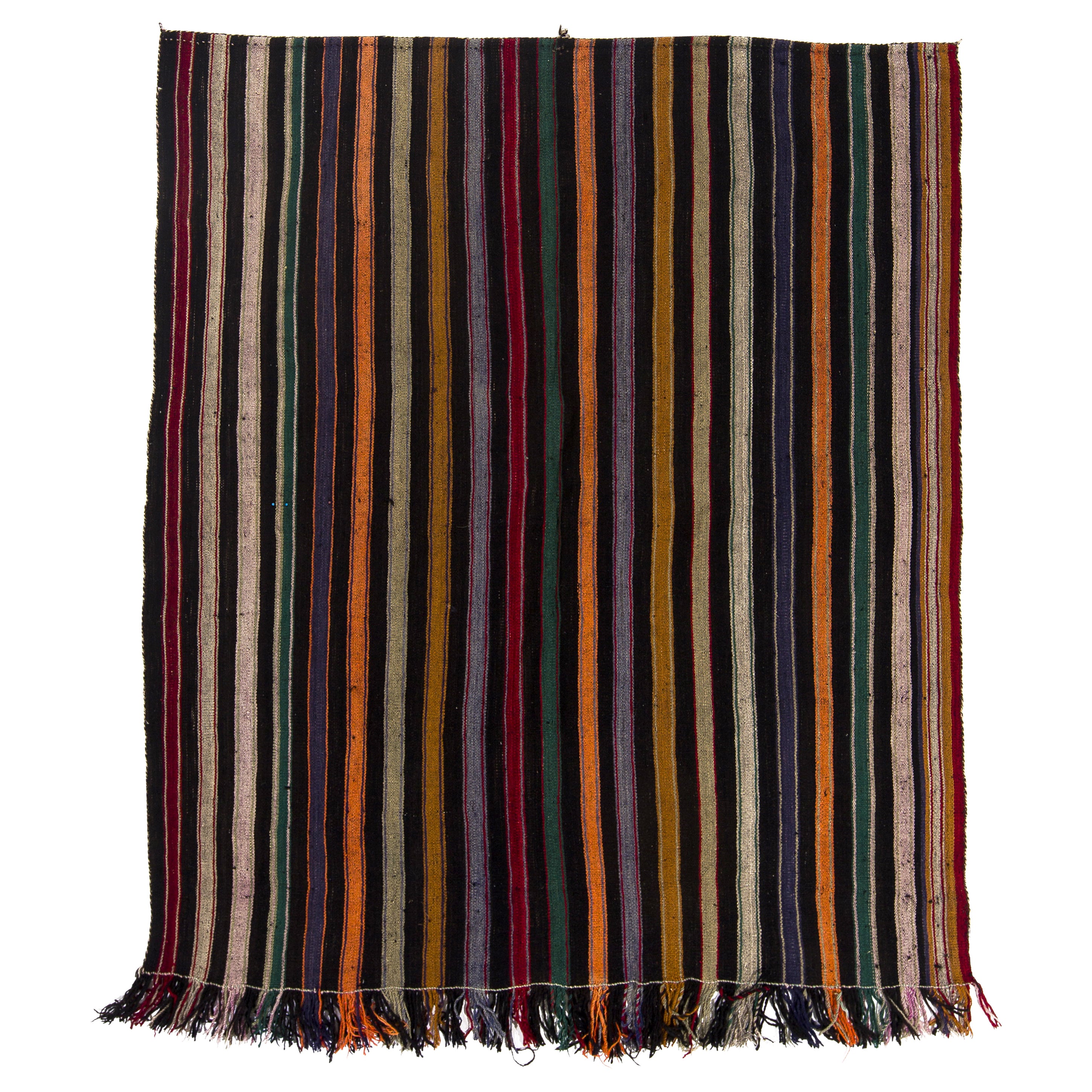 5.6x7 Ft Handgewebter Vintage-Kelim-Teppich mit Streifen. 100% Wolle Bodenbezug