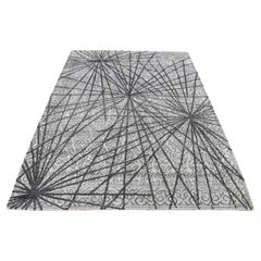 5
6"x7
9" Gainsboro Gray, Spider Web Design Wool and Silk Hand Knotted Rug