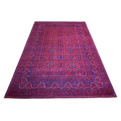 5'6 "x8' Rojo Profundo y Saturado, Alfombra Afgana Khamyab, Suave y Anudada a Mano de Lana