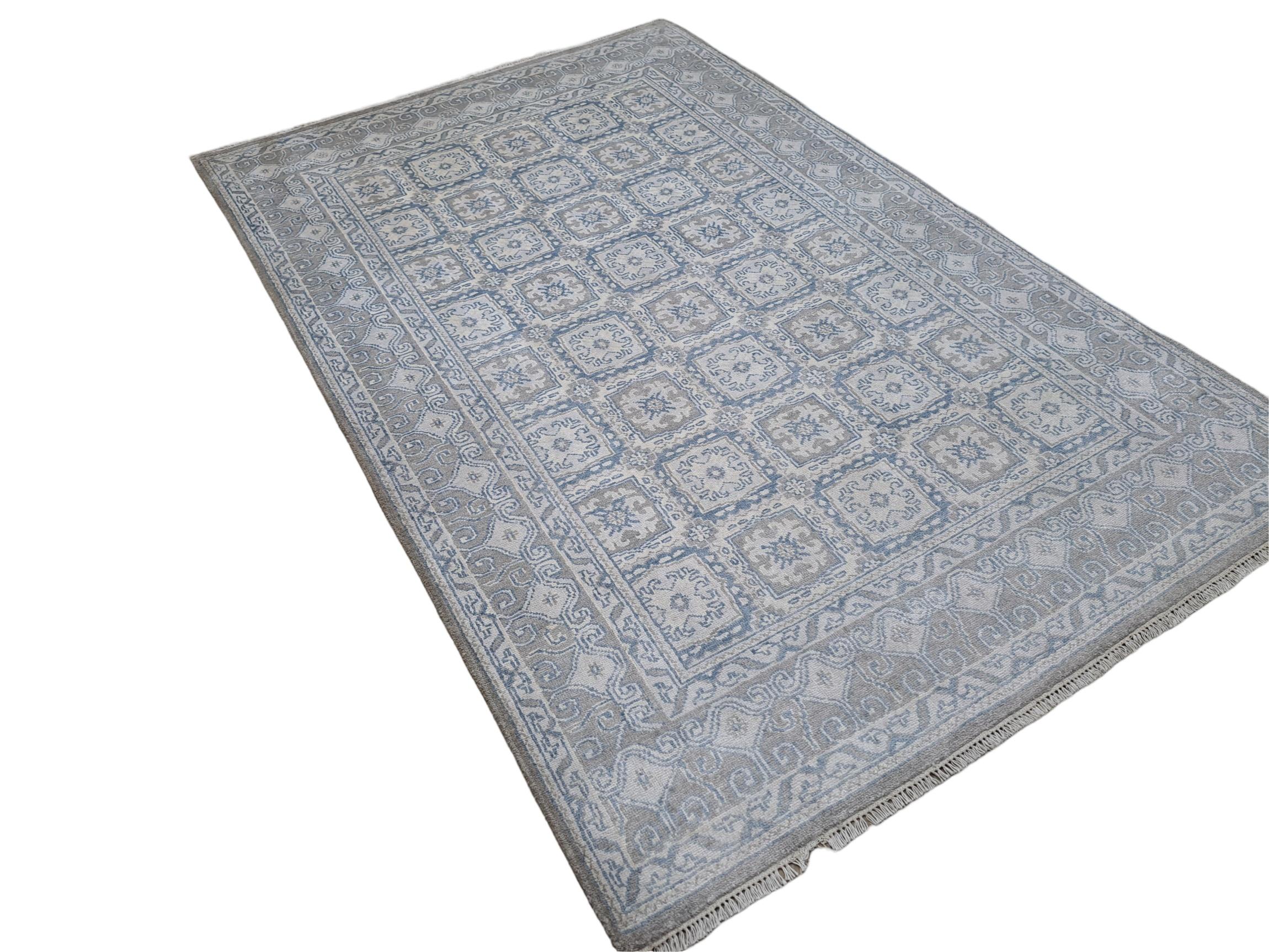 5.6x8 Ft 100% Seide Hand-geknotet Bereich Teppich für zeitgenössische Wohnzimmer Dekor (Indisch) im Angebot