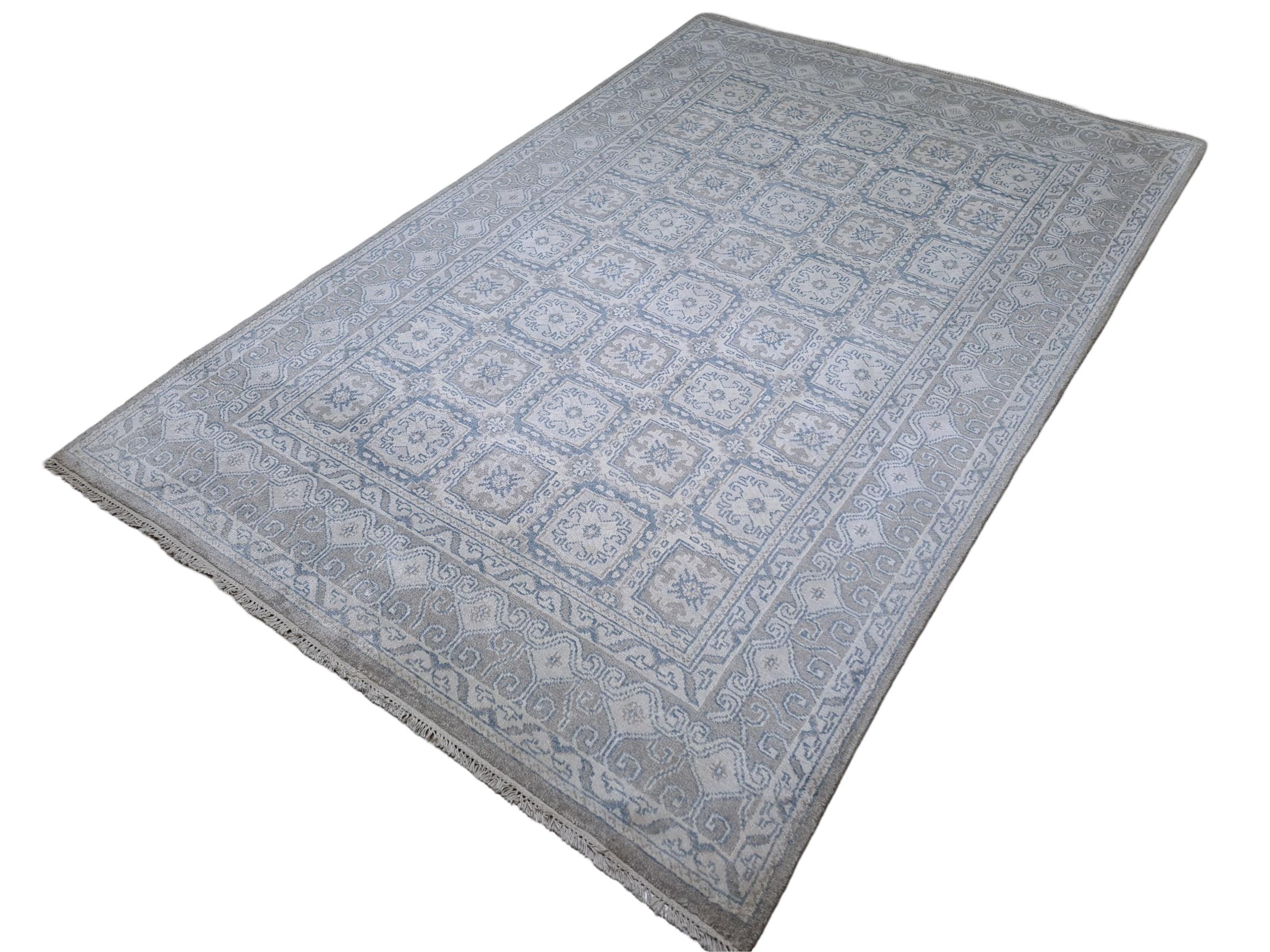 5.6x8 Ft 100% Seide Hand-geknotet Bereich Teppich für zeitgenössische Wohnzimmer Dekor im Zustand „Neu“ im Angebot in Spring Valley, NY