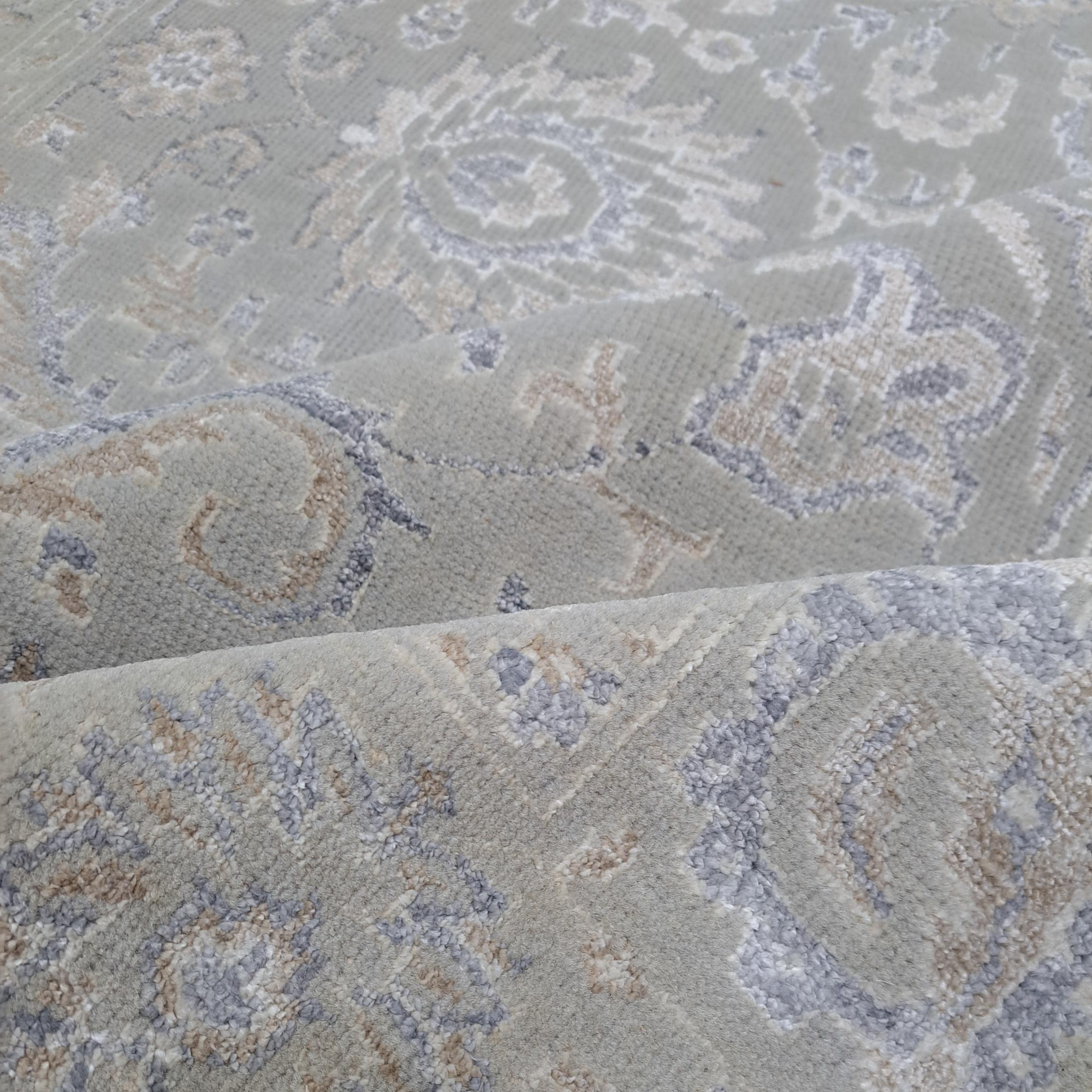 5.6x8 Ft 100% Seide Hand-geknotet Bereich Teppich für zeitgenössische Wohnzimmer (Handgeknüpft) im Angebot