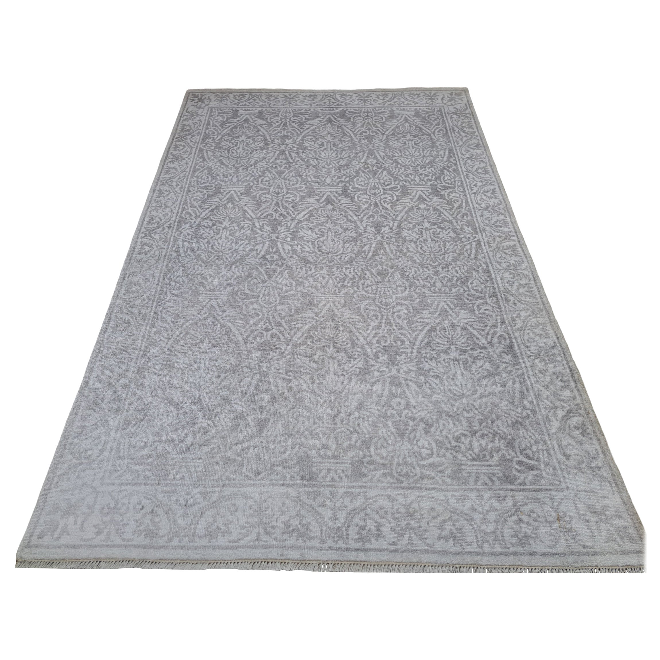 5.6x8 Ft 100% Seide Handgeknüpfter Teppich. Luxus-Teppich. Indische handwerkliche Qualität