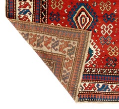 5.6x8 Ft Antique Caucasian Kazak Rug, Ca 1850. Natural Dyes. Excellent Condition