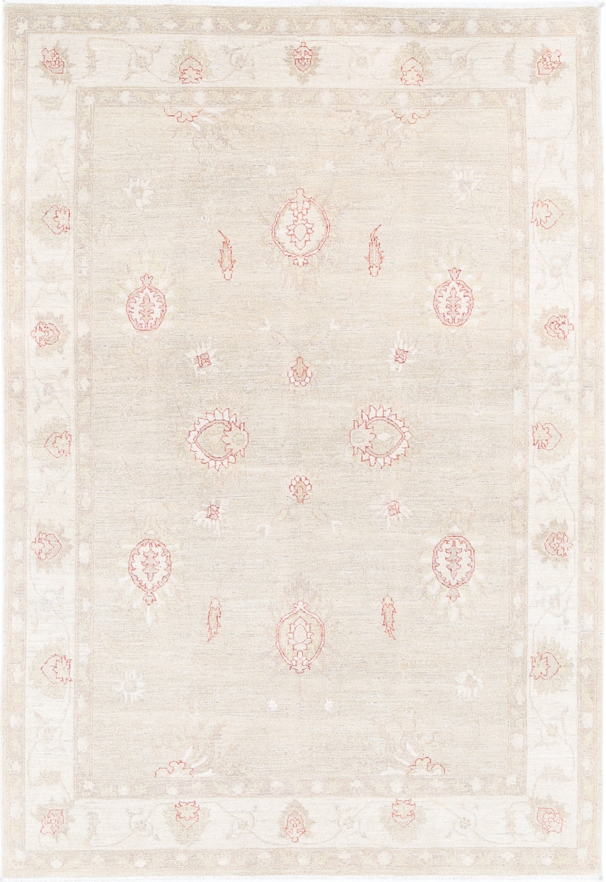 5.6x8 ft Artisan Hand Knotted Turkish Area Rug. 100% Wool Soft-Toned Rug