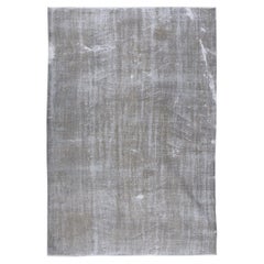 5.6x8 Ft Distressed 1960s Handmade Area Rug in Gray, Contemporary Turkish Carpet