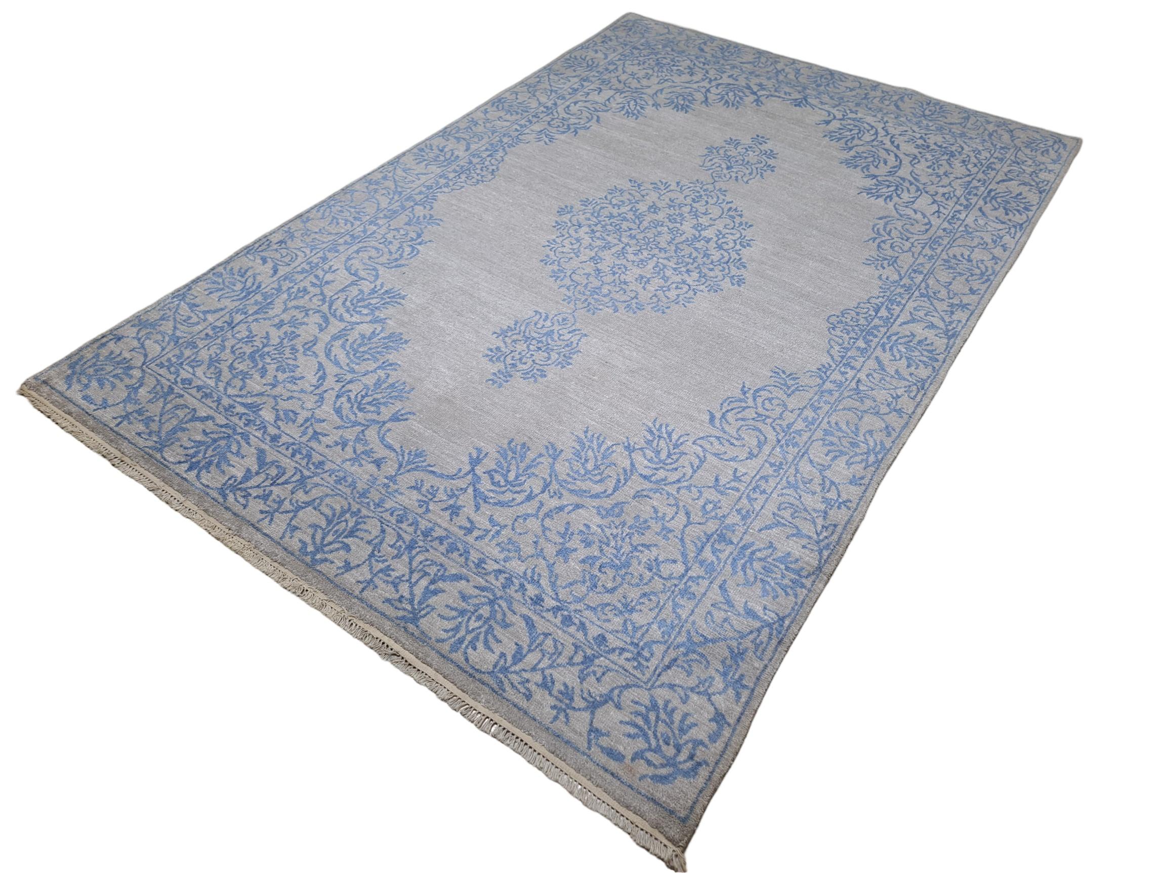 5.6x8 Ft handgeknüpfter Vorleger für zeitgenössisches Wohnzimmer. 100% reine Seide im Angebot 3