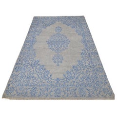 5.6x8 Ft handgeknüpfter Vorleger für zeitgenössisches Wohnzimmer. 100% reine Seide