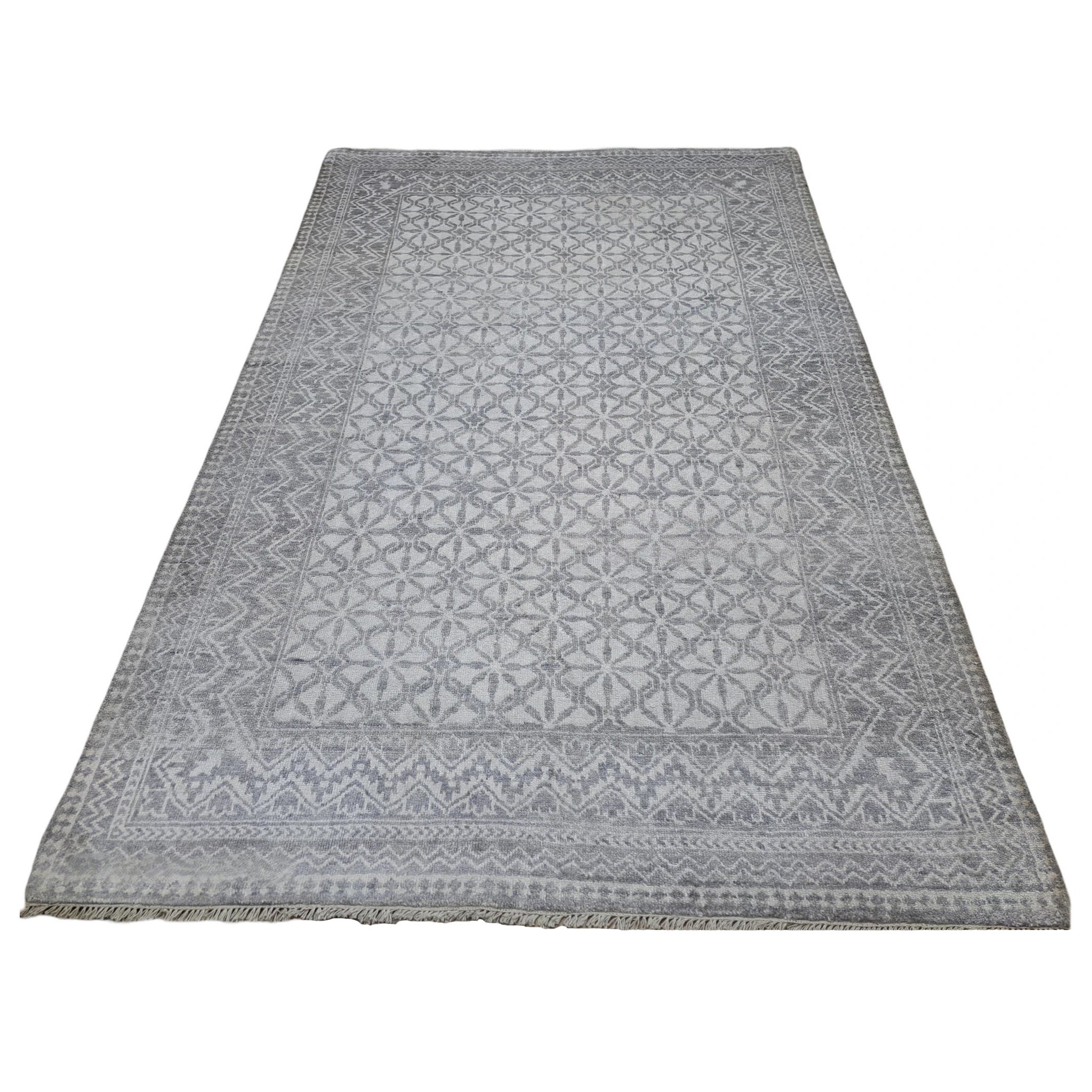 5.6x8 Ft handgeknüpft Bereich Teppich aus 100% Seide. Zeitgenössischer Wohnzimmerteppich