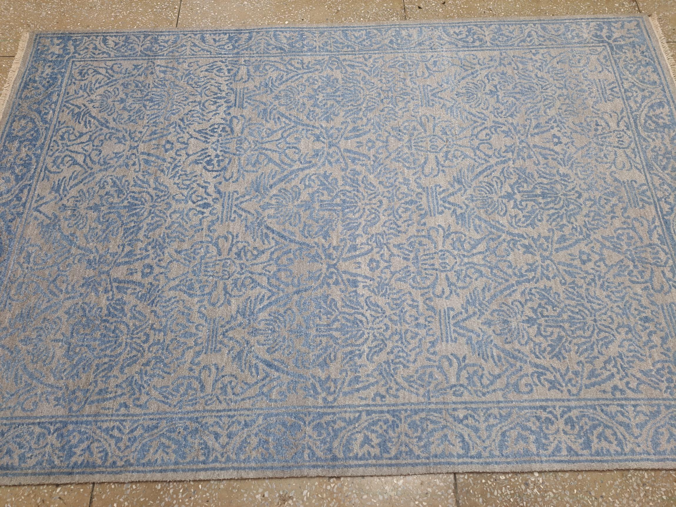 5.6x8 Ft Handgefertigter Vorleger. 100% Seide. Handgeknüpfter Teppich. Option 