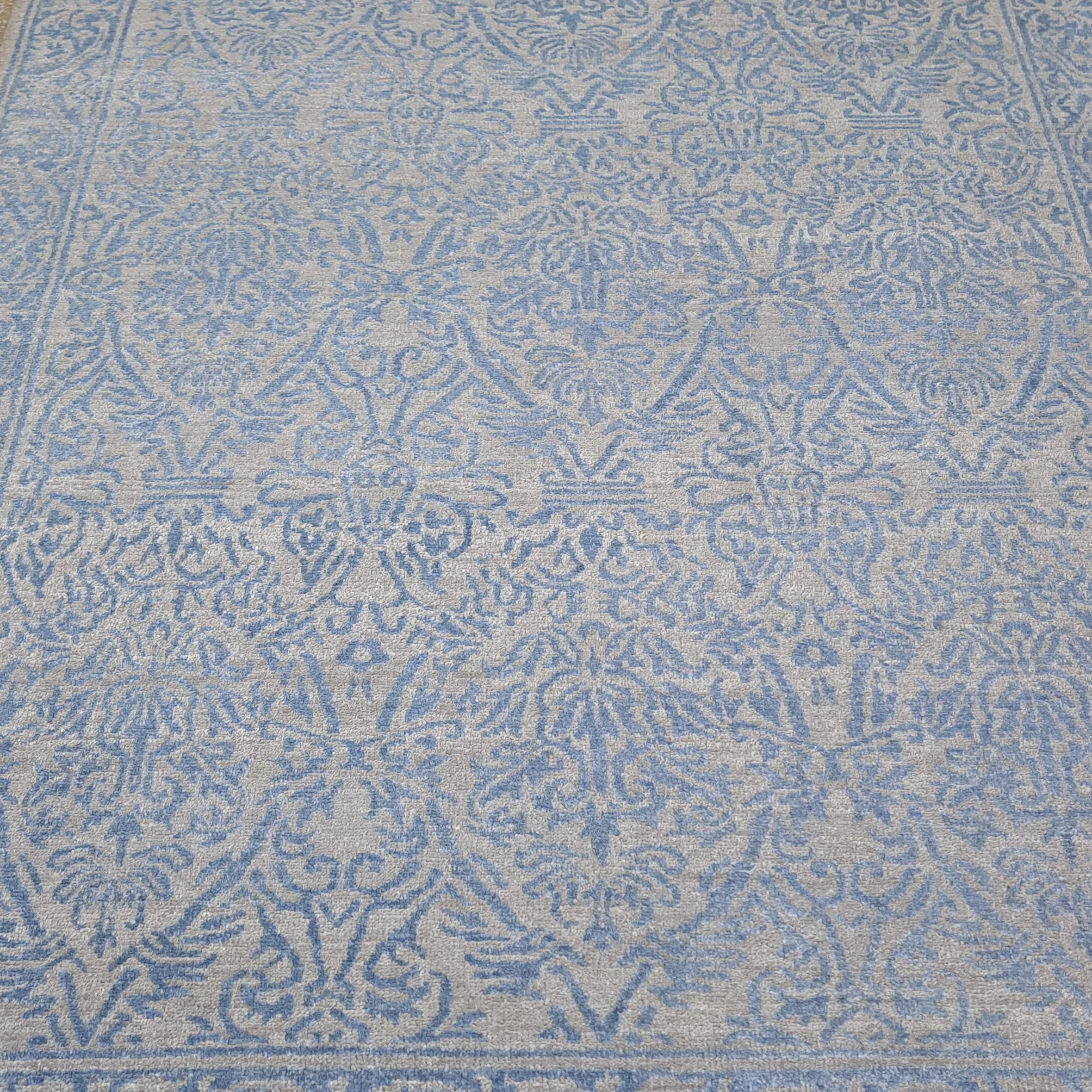 5.6x8 Ft Handgefertigter Vorleger. 100% Seide. Handgeknüpfter Teppich. Option 