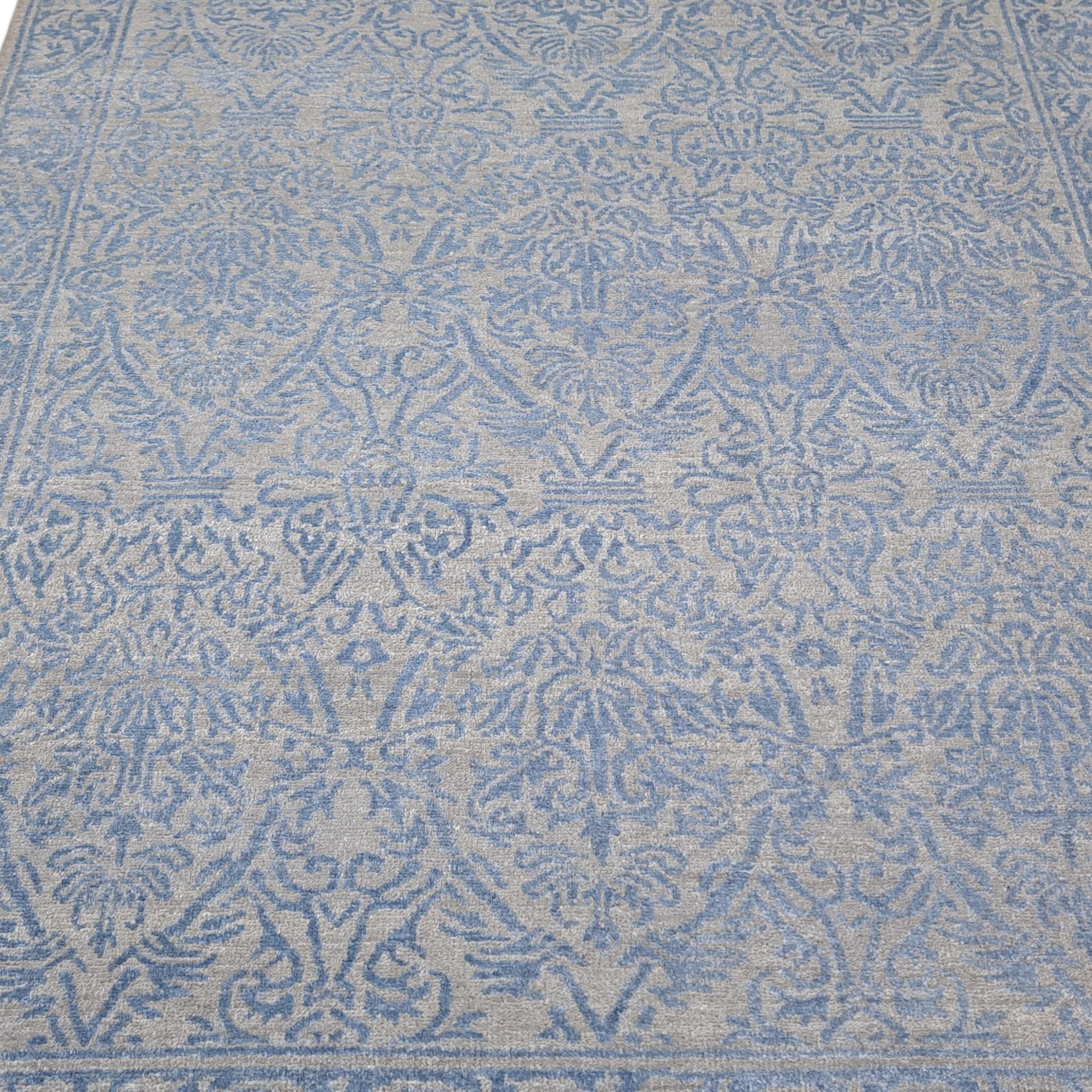 5.6x8 Ft Handgefertigter Vorleger. 100% Seide. Handgeknüpfter Teppich. Option 