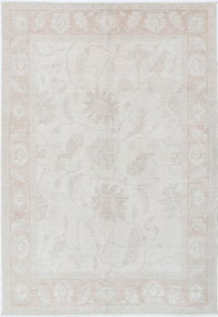 5.6x8 ft Handmade Beige Area Rug for Dining Room. 100% Wool Rug for Living Room