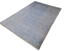 5.6x8 Ft Luxury Hand-Knotted Silk Rug. 100% Pure Silk Modern Design Carpet