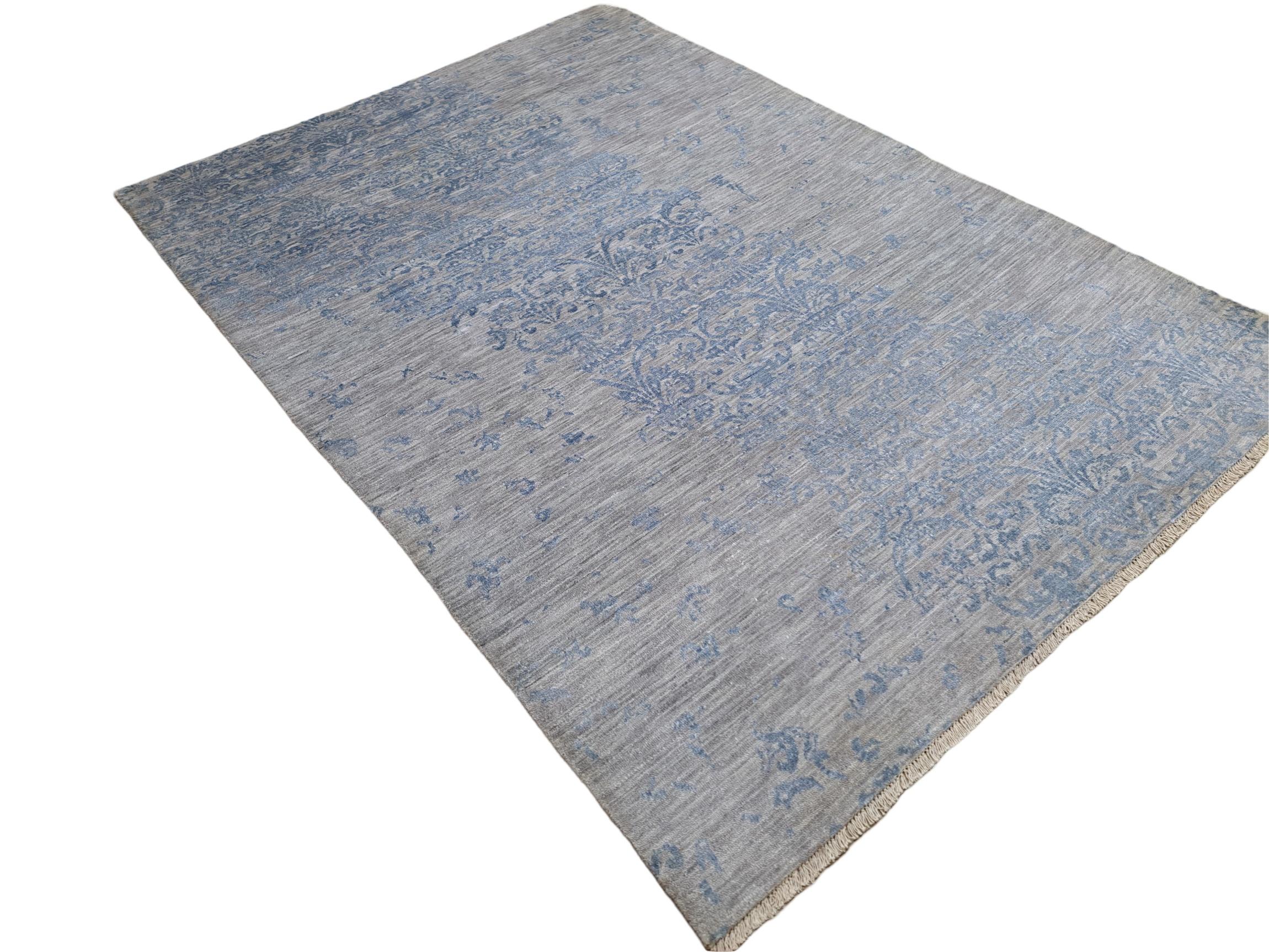 5.6x8 Ft Luxus handgeknüpfter Seidenteppich. 100% reine Seide Modern Design Teppich (Moderne) im Angebot