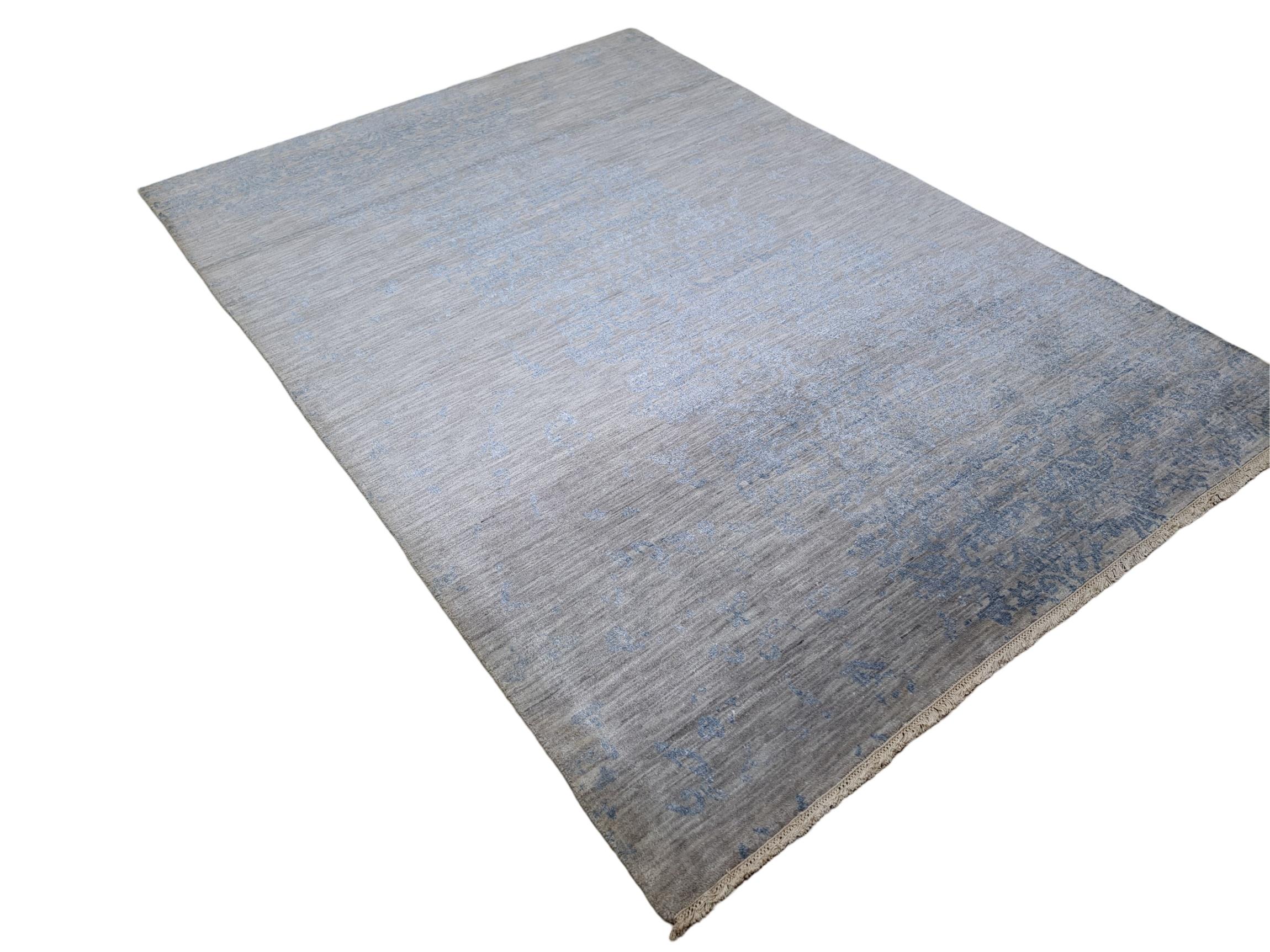 5.6x8 Ft Luxus handgeknüpfter Seidenteppich. 100% reine Seide Modern Design Teppich (Handgeknüpft) im Angebot