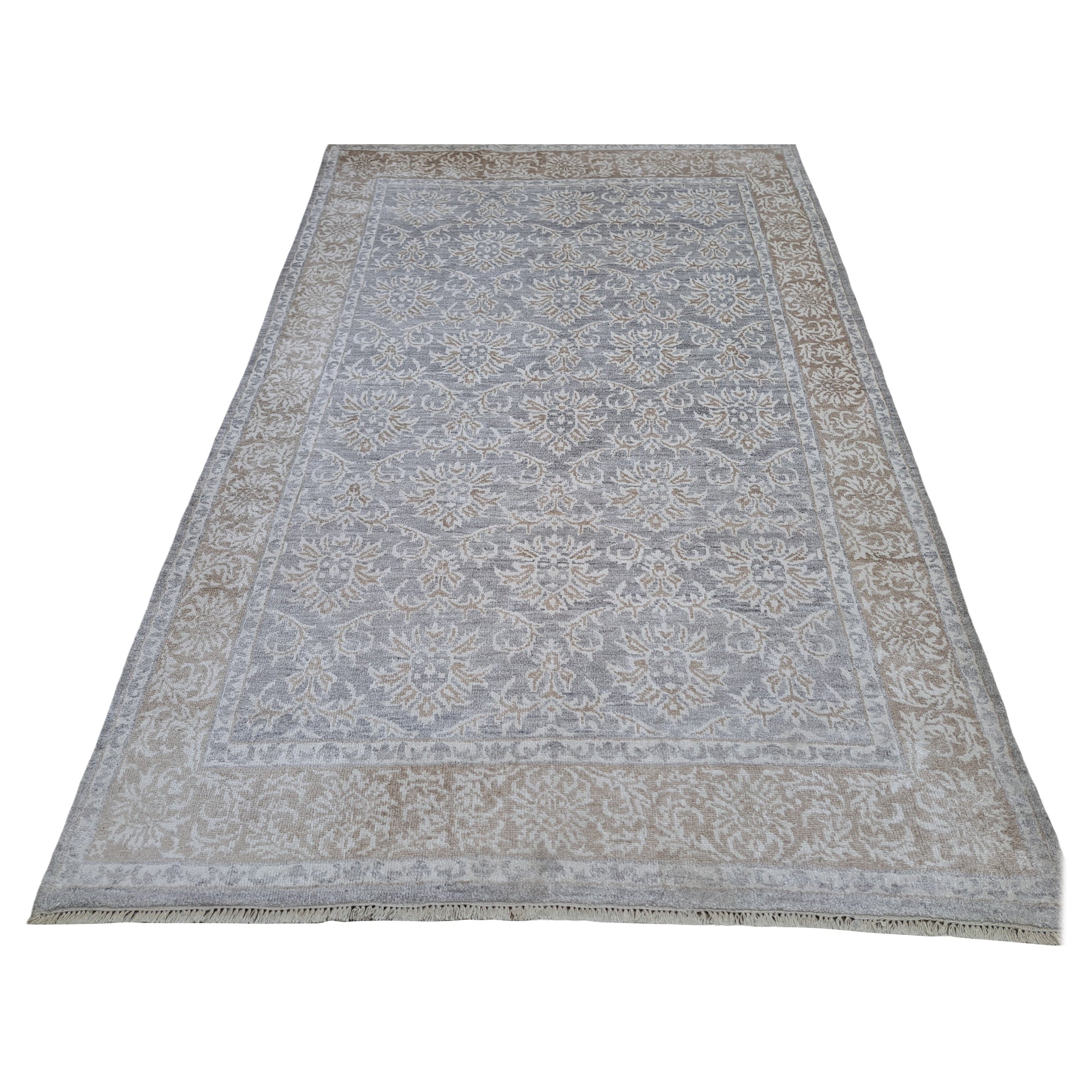 5.6x8 Ft Tappeto moderno annodato a mano. Tappeto in pura seta. Dimensioni personalizzate disponibili