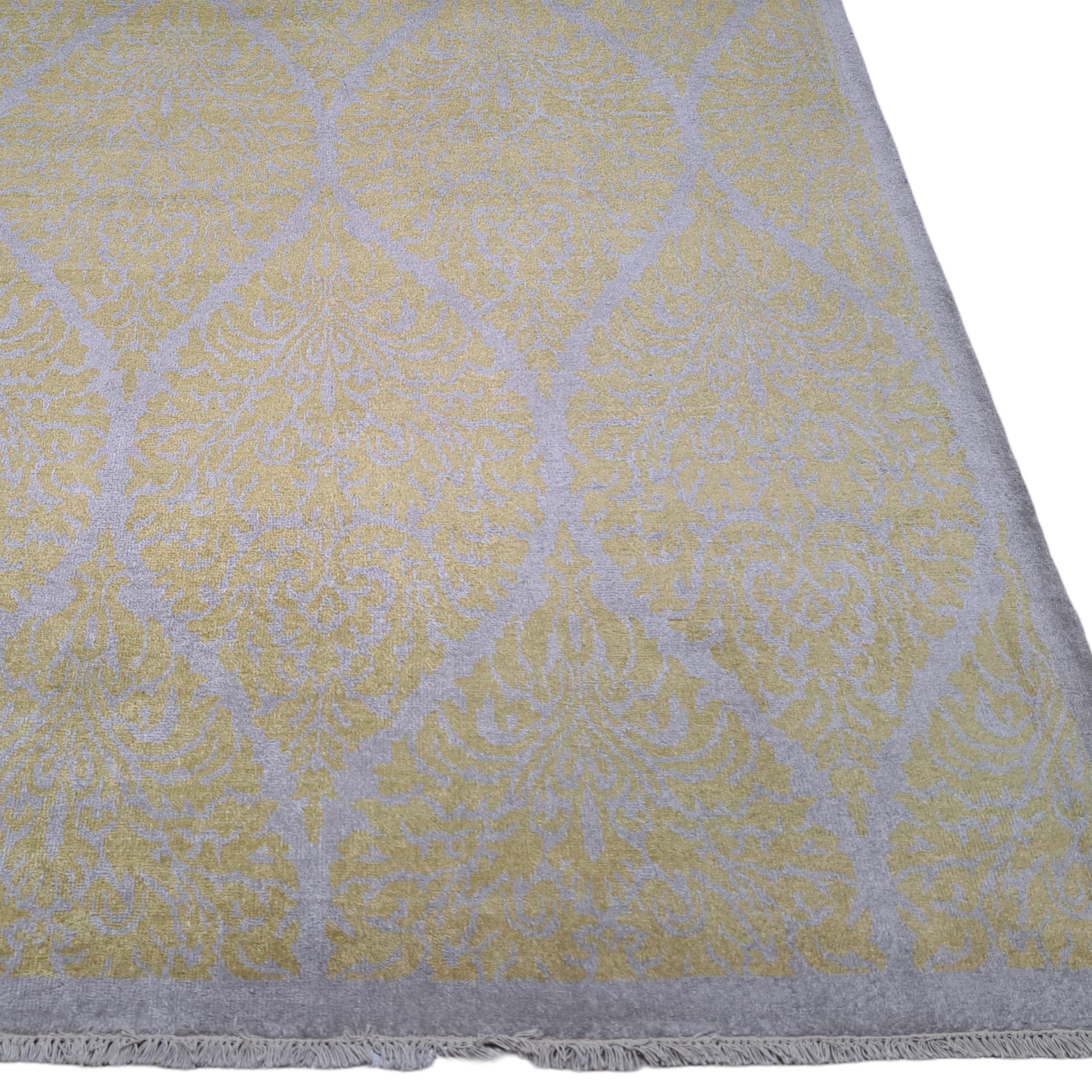 5.6x8 Ft Reiner Seidenteppich, handgefertigt. Handgeknüpfter Teppich für modernes Wohnzimmer im Zustand „Neu“ im Angebot in Spring Valley, NY