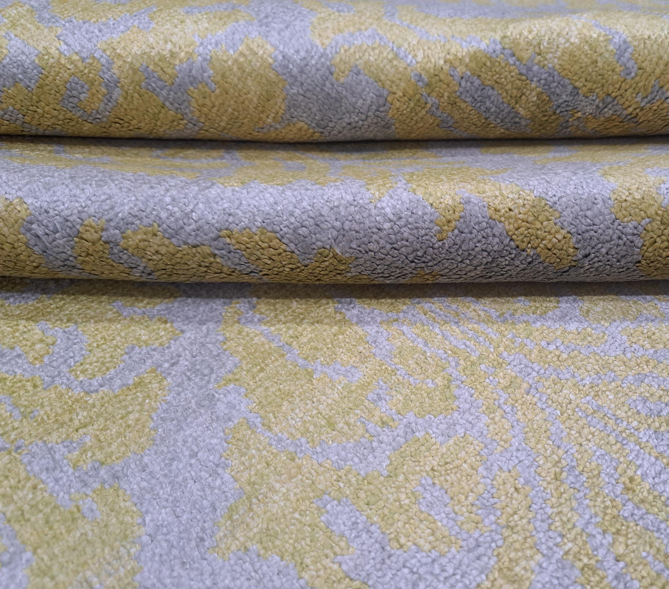 5.6x8 Ft Reiner Seidenteppich, handgefertigt. Handgeknüpfter Teppich für modernes Wohnzimmer im Angebot 3