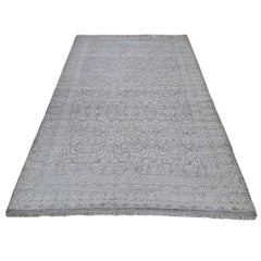 5.6x8 Ft Reiner Seidenteppich, handgefertigt. Handgeknüpfter Teppich für modernes Wohnzimmer