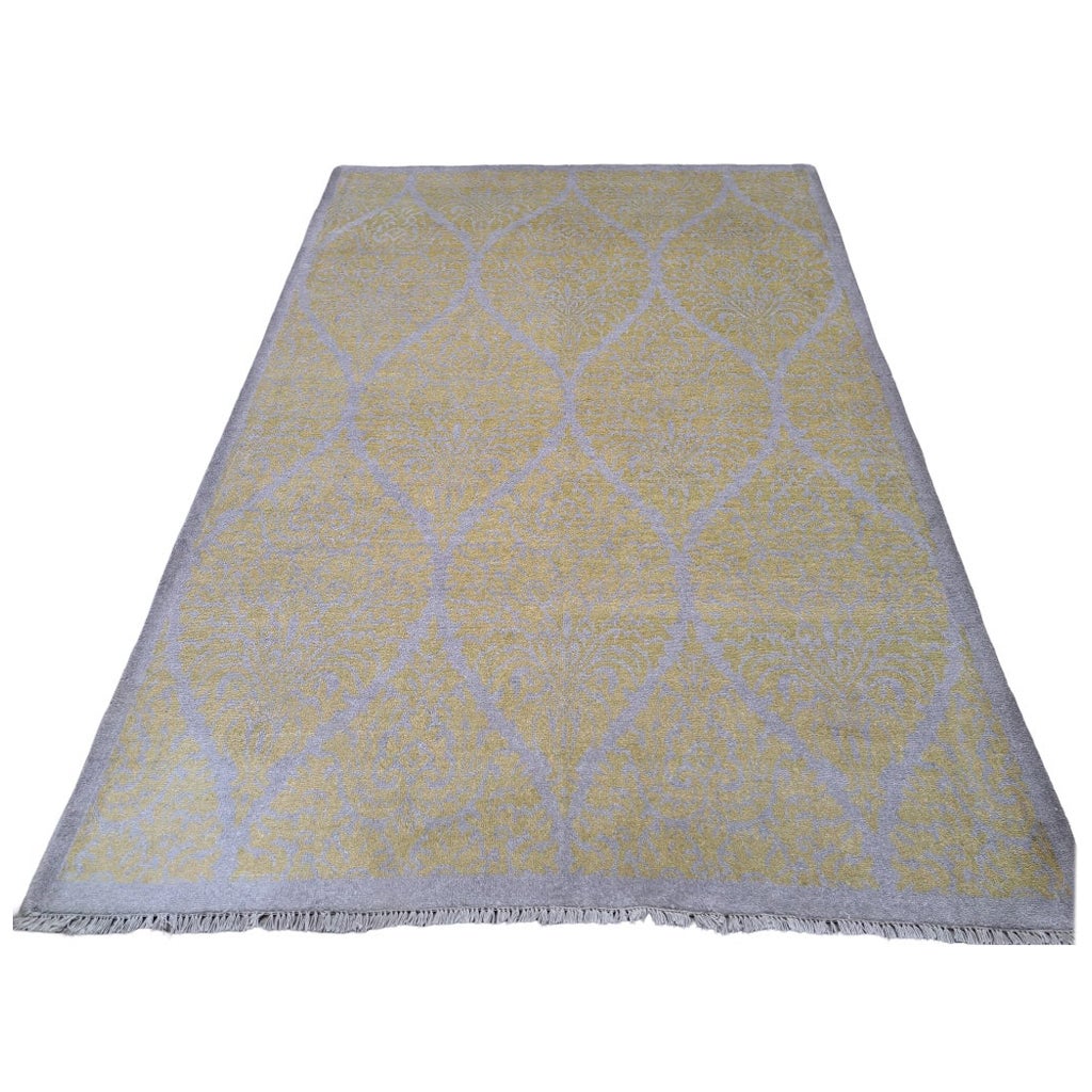 5.6x8 Ft Reiner Seidenteppich, handgefertigt. Handgeknüpfter Teppich für modernes Wohnzimmer