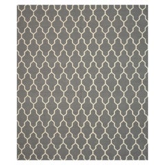 56x8 Grauer handgeknüpfter Wollteppich Trellis Linkage Geometrisch Moderner Teppich Teppich