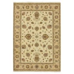 5
6 "x8
 Ivory Agra with Ziegler Design Leaf Pattern Hand Knotted Pure Wool Rugs (Tappeto in pura lana annodato a mano)