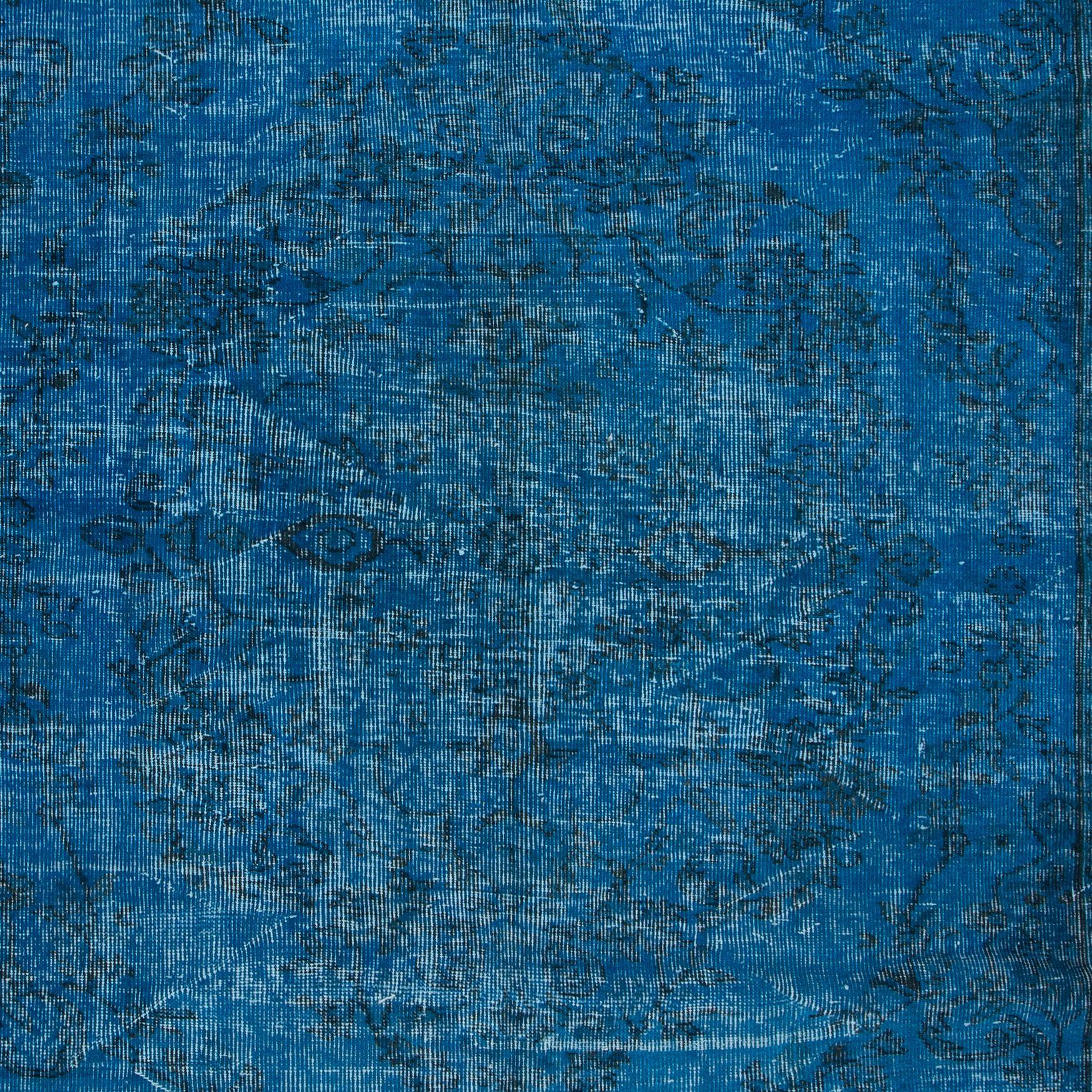 5.6x8.2 Ft Handgefertigter blauer Teppich aus der Türkei, moderner anatolischer Wollteppich (Türkisch) im Angebot