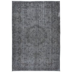 5.6x8.3 Ft Grauer handgefertigter türkischer Teppich für Wohnzimmer, Esszimmer und Kinderzimmer