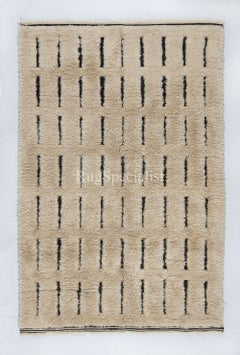 5.6x8.3 Ft Handmade High and Low Pile Tulu Rug. Modern Turkish Shaggy Carpet