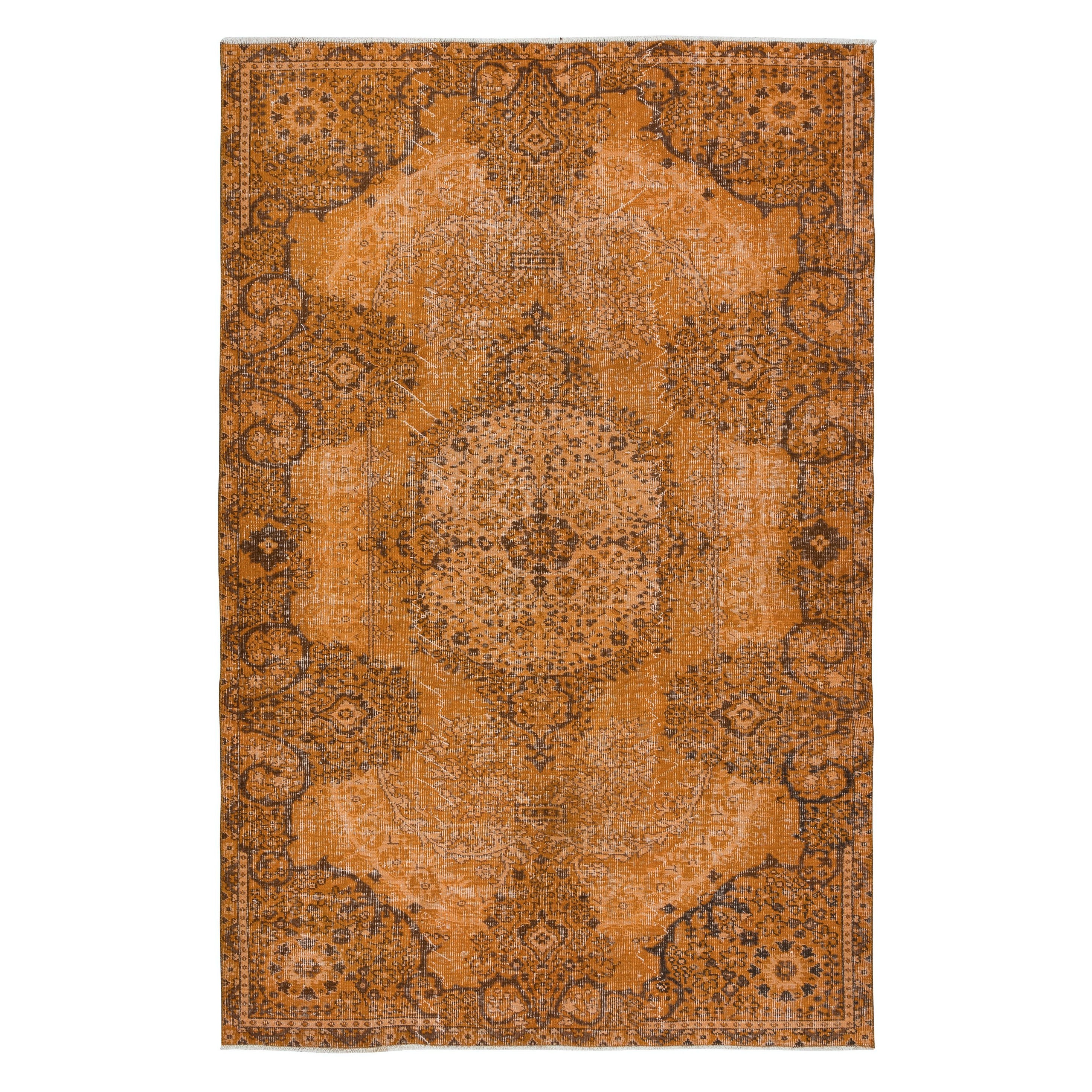 5.6x8.4 Ft Dreamy Orange Rug, handgeknüpft in der Türkei, Modern Living Room Carpet