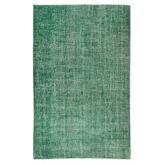 5.6x8.5 Ft Handmade Vintage Turkish Rug Over-Dyed in Green 4 Modern Interiors