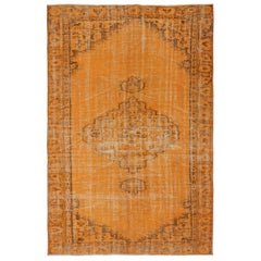 5.6x8.5 Ft Orange Handgefertigter Türkischer Teppich für Wohnzimmer, Schlafzimmer 
Esszimmer