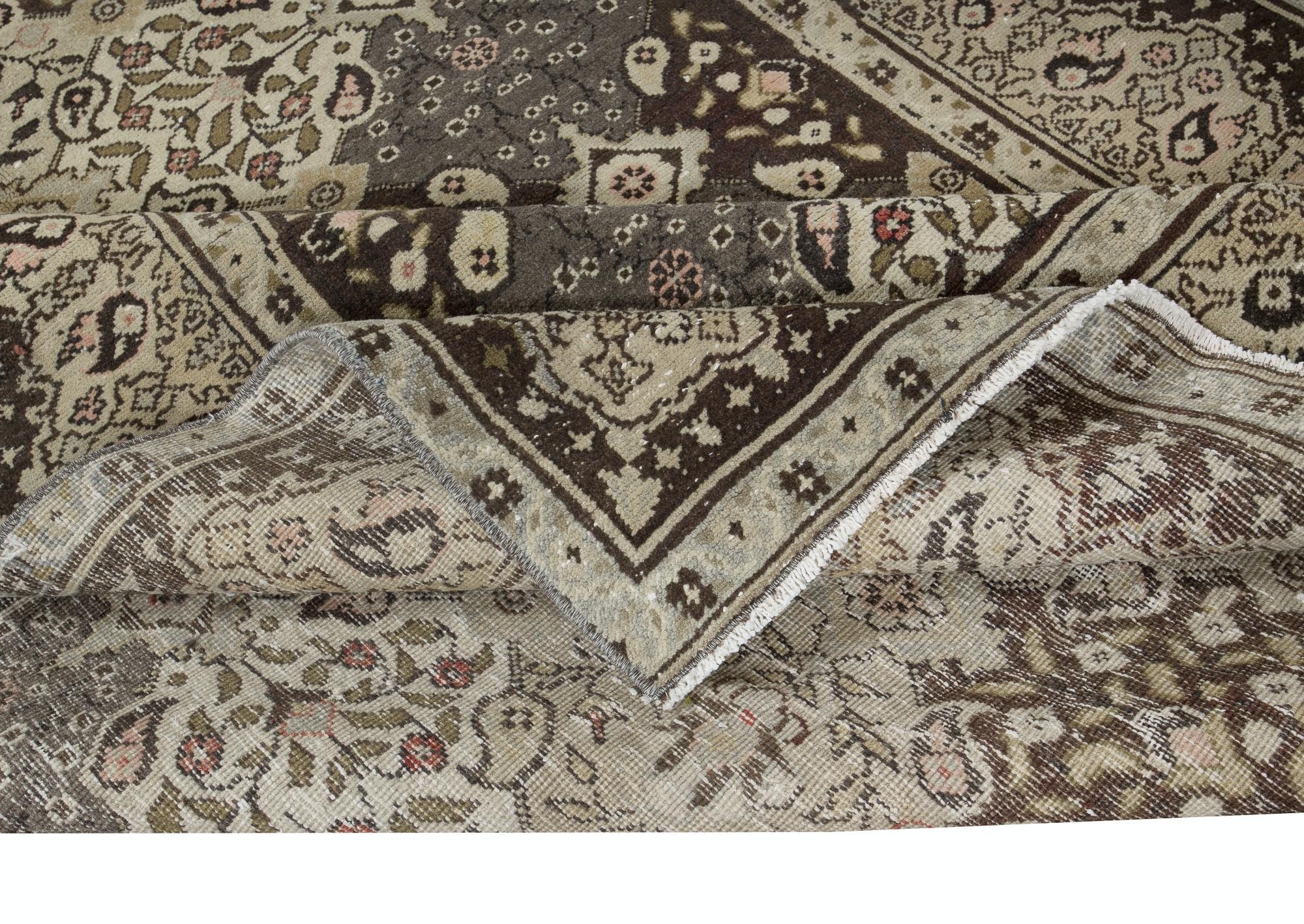 Oushak 5.6x8.6 Ft Floral Pattern Vintage Rug, Handmade Turkish Carpet for Country Homes For Sale