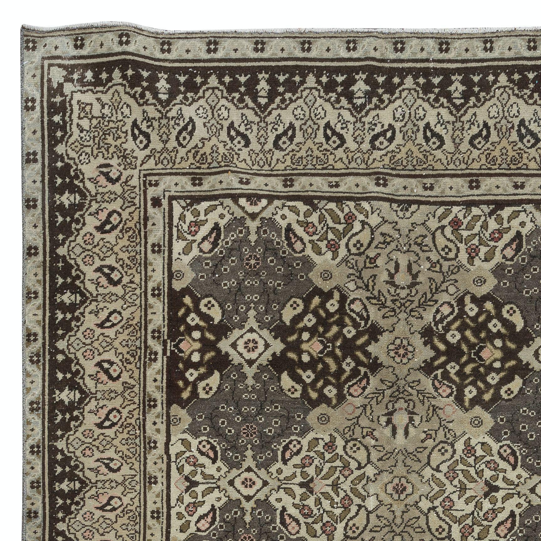 5.6x8.6 Ft Vintage-Teppich mit Blumenmuster, handgefertigter türkischer Teppich für Country Homes (Türkisch) im Angebot