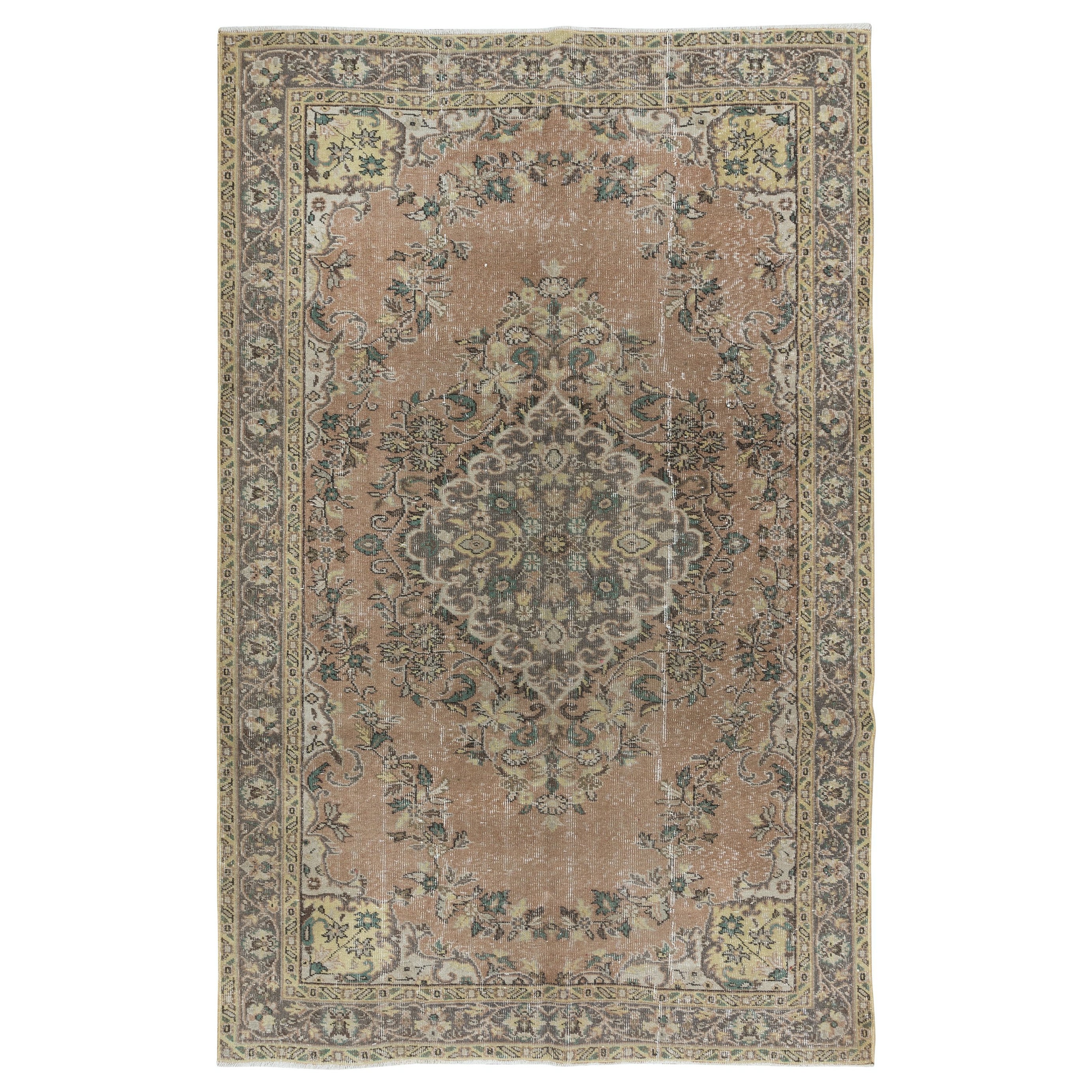 5.6x8.6 Ft Handgefertigter Dorfteppich, ca. 1960, türkischer Vintage-Wollteppich im Angebot