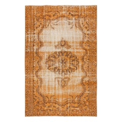 5.6x8.6 Ft Vintage Orange Bereich Teppich. Handgefertigter türkischer Teppich für A-Spaces