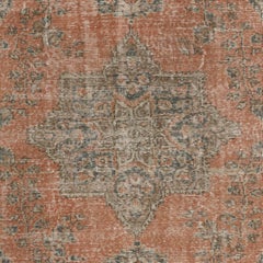 5.6x8.7 Ft Einzigartiger feiner handgefertigter türkischer Vintage-Teppich in Terrakotta-Farbe