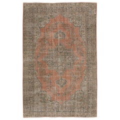 5.6x8.7 Ft Un esemplare unico di tappeto turco vintage fatto a mano di colore terracotta