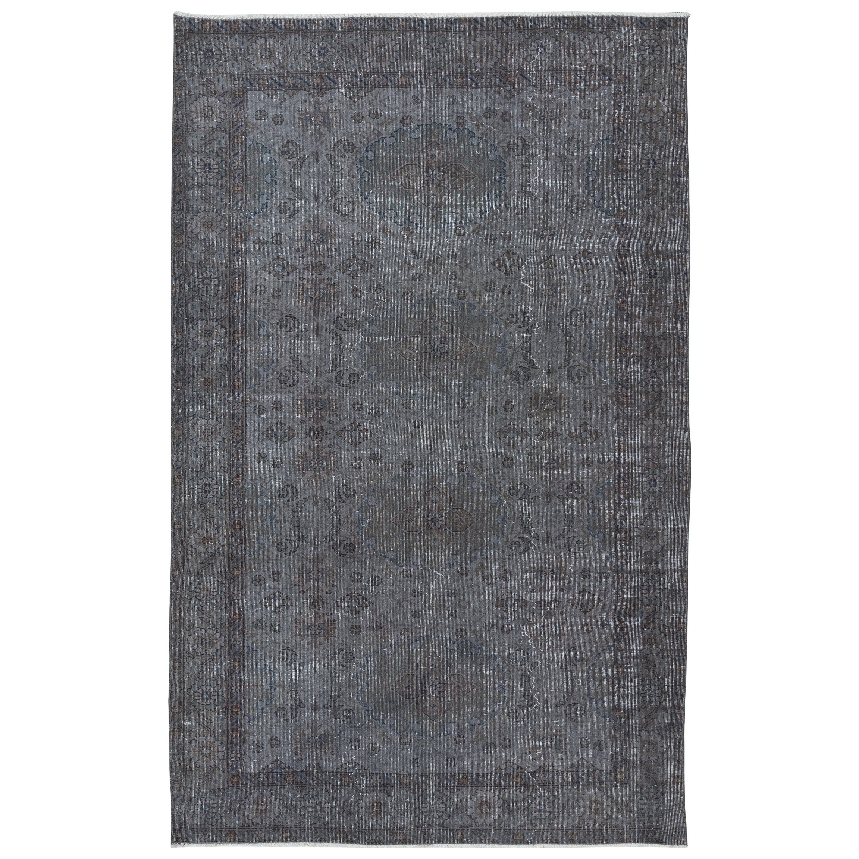 5.6x8.7 Ft Traditioneller handgefertigter Teppich in Eisengrau in Eisengrau, moderner Home Decor Teppich im Angebot