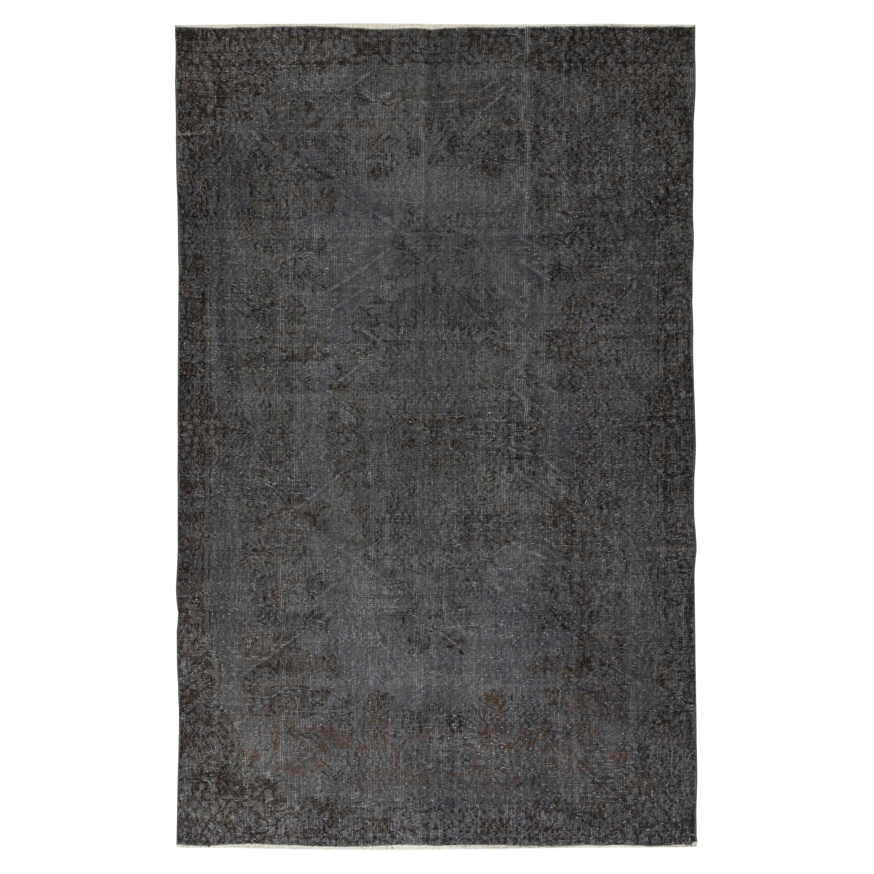 5.6x8.7 Ft Vintage handgefertigte türkische Bereich Teppich Redyed in Grau für moderne Interieurs