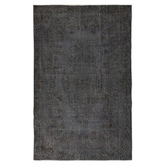5.6x8.7 Ft Vintage handgefertigte türkische Bereich Teppich Redyed in Grau für moderne Interieurs