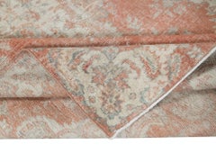 5.6x8.8 Ft Hand Knotted Turkish Area Rug in Beige & Red with Medallion Design