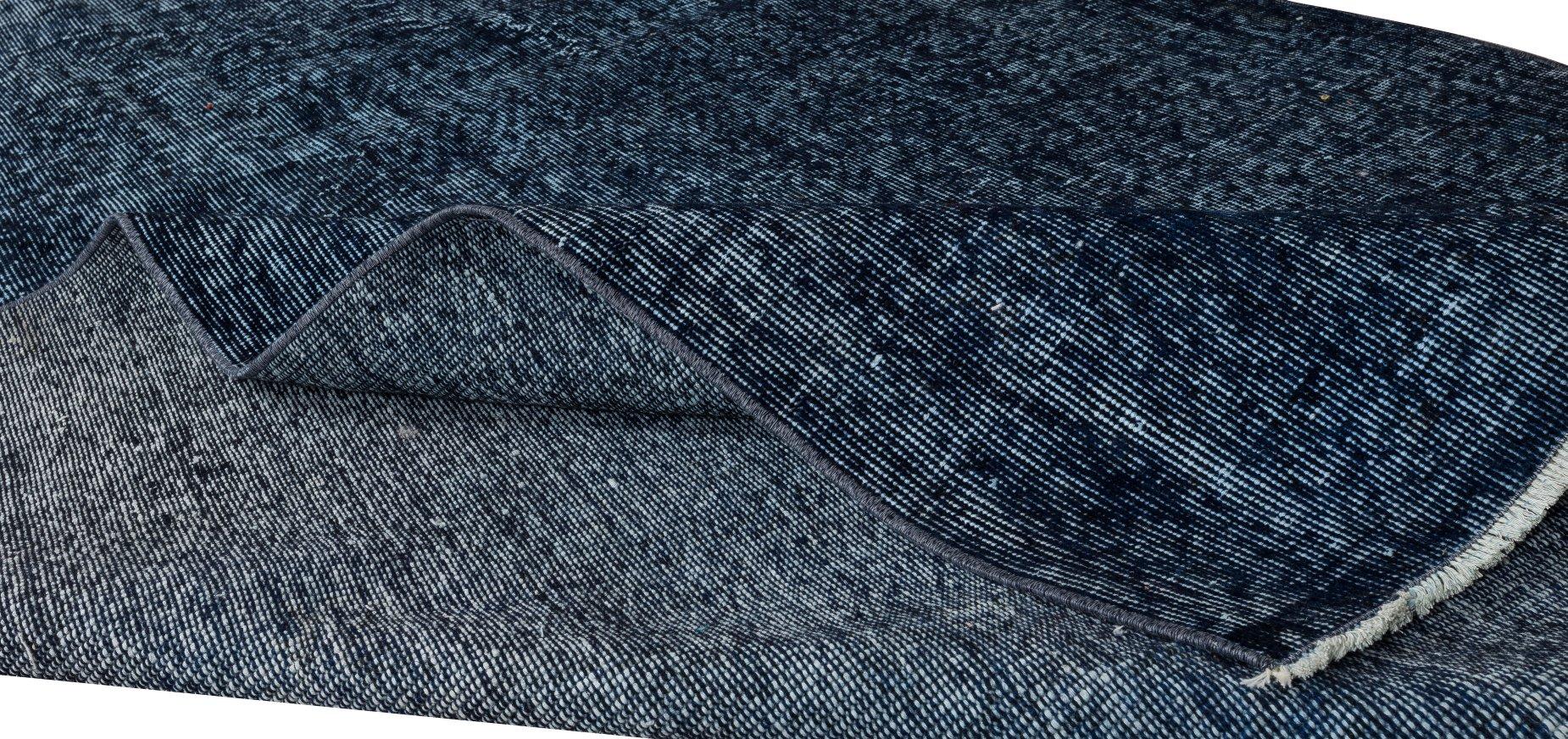 5.6x8.8 Ft Marineblauer Over-Dyed-Teppich, handgeknüpfter türkischer Wollteppich (Moderne) im Angebot