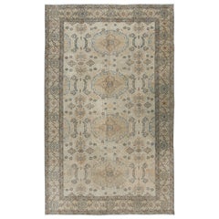5.6x8.8 Ft handgefertigter Anatolischer Oushak-Teppich in Beige in Beige für Landhäuser