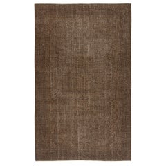 5.6x9 Ft Brauner Türkischer Teppich für Schlafzimmer. Handgefertigter Vintage-Teppich für das Wohnzimmer