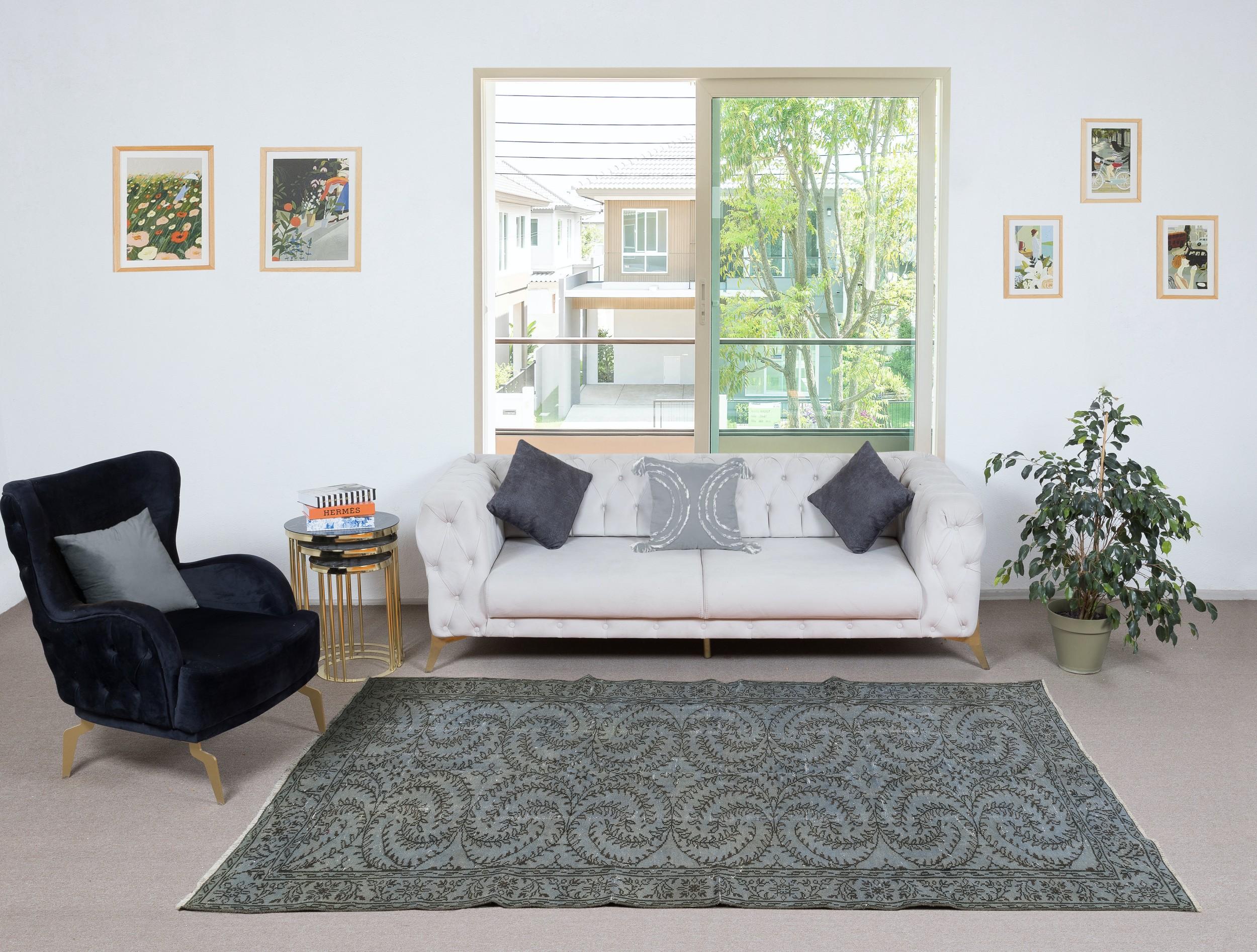 Our over-dyed rugs are all hand-knotted vintage pieces that are recreated in our workshop to cater to a wider range of interior design choices from modern to coastal, from industrial to rustic/cottage. These 50 to 70 year-old rugs were hand-knotted
