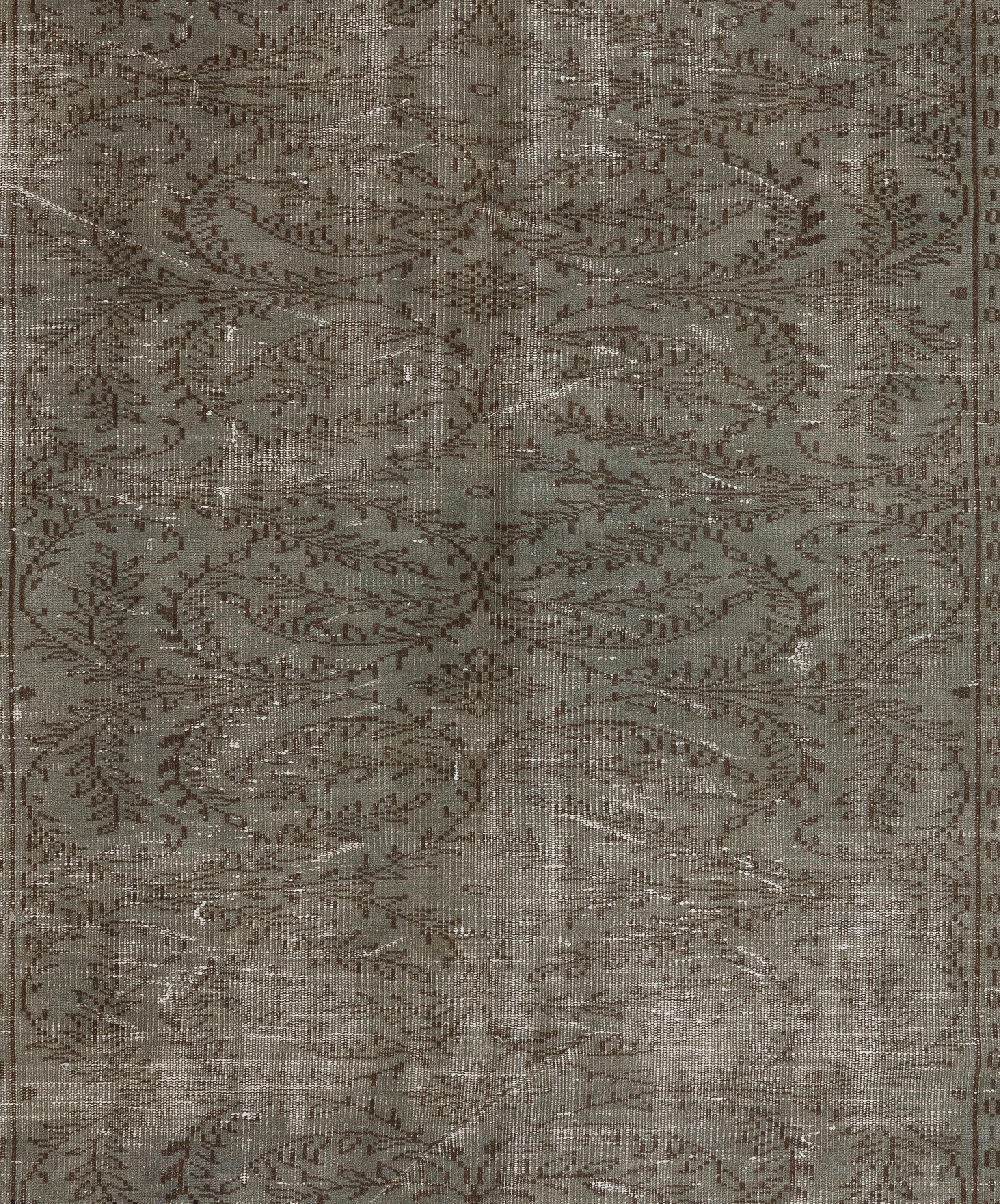 Midcentury Handmade Turkish Wool Area Rug in Gray for Modern Interiors In Good Condition For Sale In Philadelphia, PA