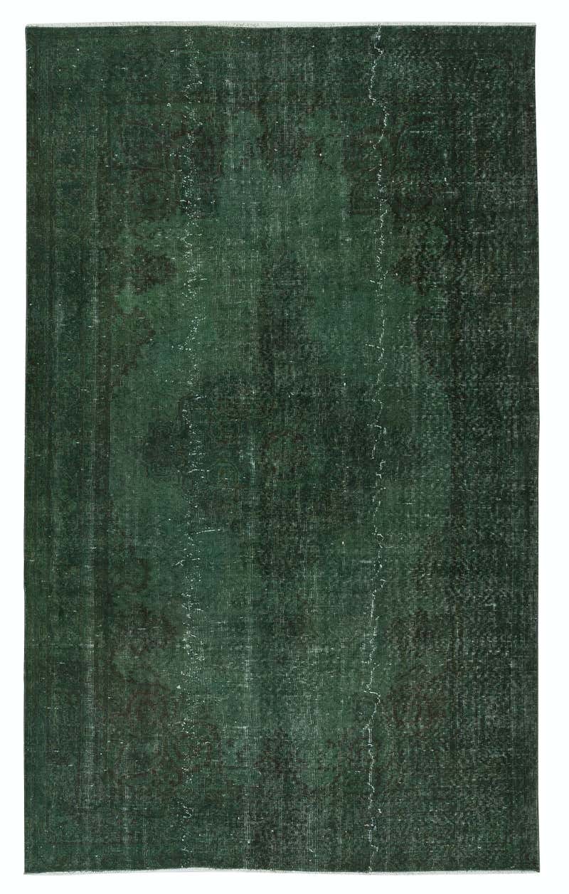 Simple Dark Green Rug 5.6x9 Ft Modern Wool Area Rug in Dark Green Color. Hand-Knotted in ...