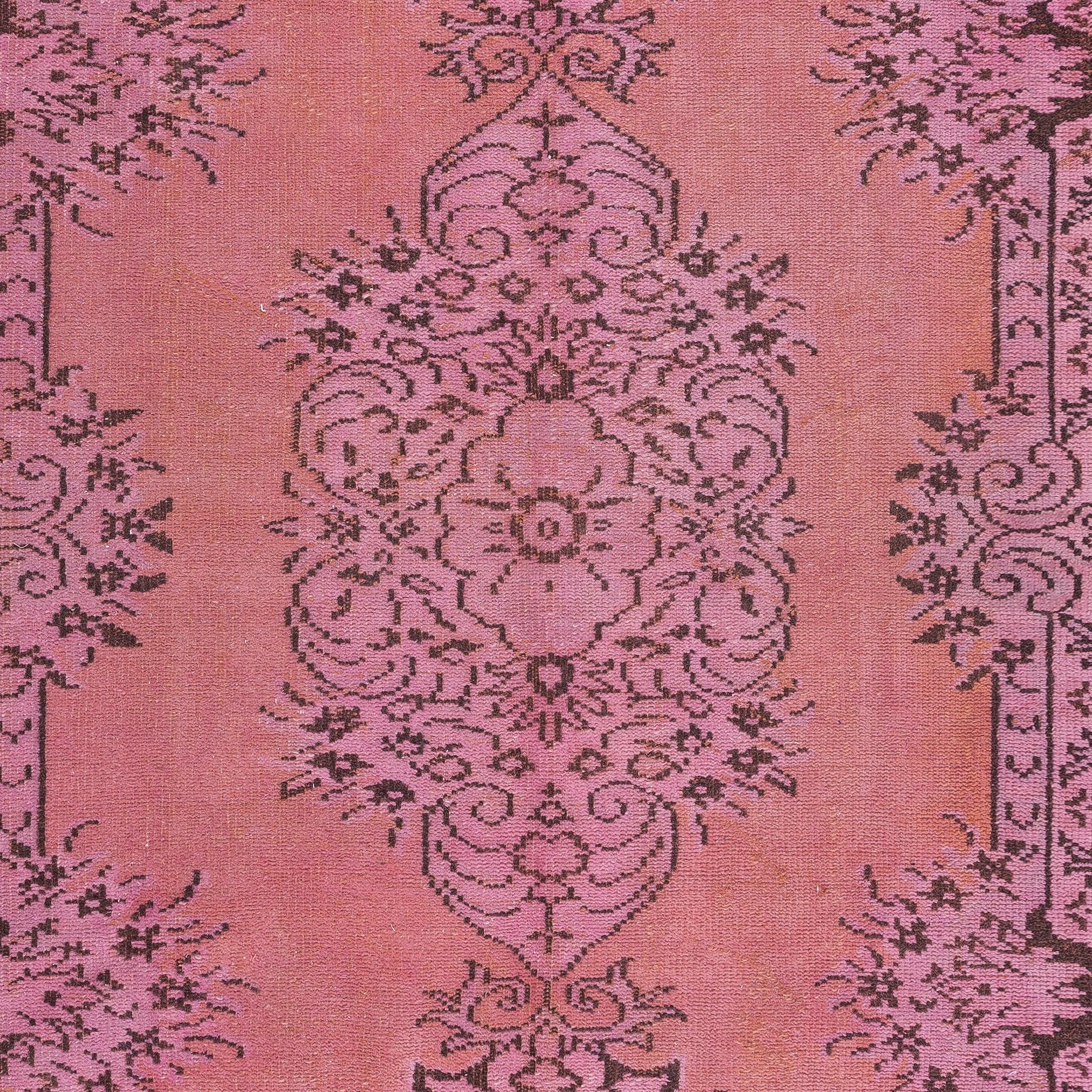 Hand-Knotted 5.6x9 Ft Pink Living Room Decor Rug. Contemporary Handmade Turkish Wool Carpet For Sale